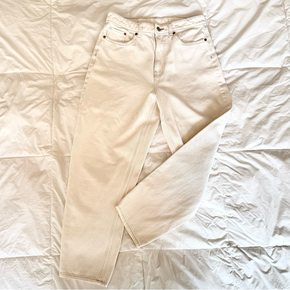 H&M Straight Leg Jeans in Off-White